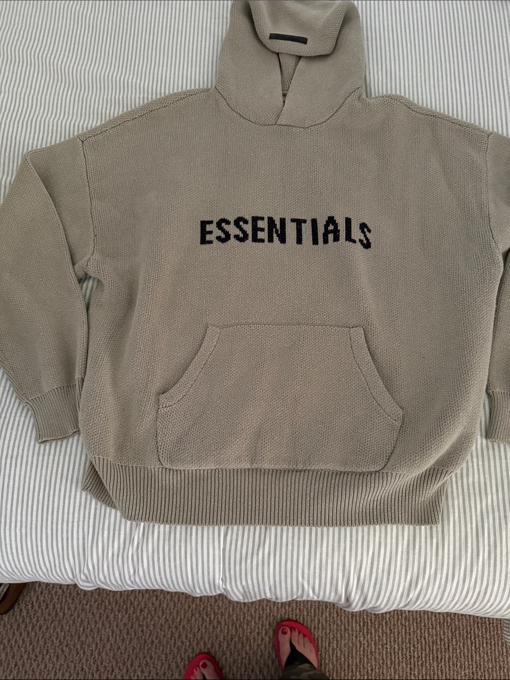 Essentials Taupe Crewneck Sweater with Black Logo